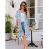 imageEkouaer Women Zip Up Robe Short Bathrobe Lightweight House Coats Floral Print House Dress with Pockets Nightgown S3XLBlue Leaves