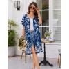 imageEkouaer Women Zip Up Robe Short Bathrobe Lightweight House Coats Floral Print House Dress with Pockets Nightgown S3XLEvening Blue Vines
