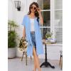 imageEkouaer Women Zip Up Robe Short Bathrobe Lightweight House Coats Floral Print House Dress with Pockets Nightgown S3XLLight Blue