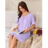 imageEkouaer Women Zip Up Robe Short Bathrobe Lightweight House Coats Floral Print House Dress with Pockets Nightgown S3XLPurple Floral