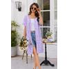 imageEkouaer Women Zip Up Robe Short Bathrobe Lightweight House Coats Floral Print House Dress with Pockets Nightgown S3XLPurple Floral