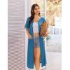 imageEkouaer Zip Up Robes for Women Long Waffle Knit Bathrobe Lightweight house coat Soft Full Length Nightgown with Pockets S3XLDark Blue