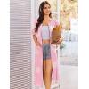 imageEkouaer Zip Up Robes for Women Long Waffle Knit Bathrobe Lightweight house coat Soft Full Length Nightgown with Pockets S3XLFloral Pink
