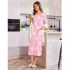 imageEkouaer Zip Up Robes for Women Long Waffle Knit Bathrobe Lightweight house coat Soft Full Length Nightgown with Pockets S3XLFloral Pink