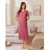 imageEkouaer Zip Up Robes for Women Long Waffle Knit Bathrobe Lightweight house coat Soft Full Length Nightgown with Pockets S3XLGray Purple