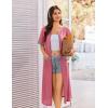 imageEkouaer Zip Up Robes for Women Long Waffle Knit Bathrobe Lightweight house coat Soft Full Length Nightgown with Pockets S3XLGray Purple
