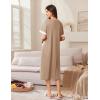 imageEkouaer Zip Up Robes for Women Long Waffle Knit Bathrobe Lightweight house coat Soft Full Length Nightgown with Pockets S3XLKhaki