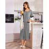 imageEkouaer Zip Up Robes for Women Long Waffle Knit Bathrobe Lightweight house coat Soft Full Length Nightgown with Pockets S3XLLight Gray