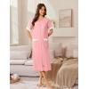 imageEkouaer Zip Up Robes for Women Long Waffle Knit Bathrobe Lightweight house coat Soft Full Length Nightgown with Pockets S3XLLight Pink