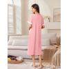 imageEkouaer Zip Up Robes for Women Long Waffle Knit Bathrobe Lightweight house coat Soft Full Length Nightgown with Pockets S3XLLight Pink