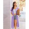 imageEkouaer Zip Up Robes for Women Long Waffle Knit Bathrobe Lightweight house coat Soft Full Length Nightgown with Pockets S3XLLight Purple