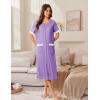 imageEkouaer Zip Up Robes for Women Long Waffle Knit Bathrobe Lightweight house coat Soft Full Length Nightgown with Pockets S3XLLight Purple