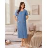 imageEkouaer Zip Up Robes for Women Long Waffle Knit Bathrobe Lightweight house coat Soft Full Length Nightgown with Pockets S3XLNavy