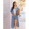 imageEkouaer Zip Up Robes for Women Long Waffle Knit Bathrobe Lightweight house coat Soft Full Length Nightgown with Pockets S3XLNavy