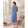 imageEkouaer Zip Up Robes for Women Long Waffle Knit Bathrobe Lightweight house coat Soft Full Length Nightgown with Pockets S3XLNavy