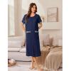 imageEkouaer Zip Up Robes for Women Long Waffle Knit Bathrobe Lightweight house coat Soft Full Length Nightgown with Pockets S3XLNavy Blue