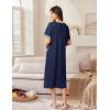 imageEkouaer Zip Up Robes for Women Long Waffle Knit Bathrobe Lightweight house coat Soft Full Length Nightgown with Pockets S3XLNavy Blue