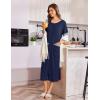 imageEkouaer Zip Up Robes for Women Long Waffle Knit Bathrobe Lightweight house coat Soft Full Length Nightgown with Pockets S3XLNavy Blue