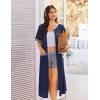 imageEkouaer Zip Up Robes for Women Long Waffle Knit Bathrobe Lightweight house coat Soft Full Length Nightgown with Pockets S3XLNavy Blue