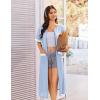 imageEkouaer Zip Up Robes for Women Long Waffle Knit Bathrobe Lightweight house coat Soft Full Length Nightgown with Pockets S3XLSky Blue