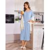imageEkouaer Zip Up Robes for Women Long Waffle Knit Bathrobe Lightweight house coat Soft Full Length Nightgown with Pockets S3XLSky Blue