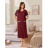 imageEkouaer Zip Up Robes for Women Long Waffle Knit Bathrobe Lightweight house coat Soft Full Length Nightgown with Pockets S3XLWine Red