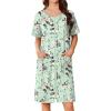 imageEkouaer Women Zip Up Robe Short Bathrobe Lightweight House Coats Floral Print House Dress with Pockets Nightgown S3XLAqua Multi