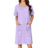 imageEkouaer Women Zip Up Robe Short Bathrobe Lightweight House Coats Floral Print House Dress with Pockets Nightgown S3XLPurple Floral