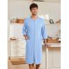 imageEkouaer Mens Robes Lightweight Zipper House Coat Short Bathrobes Soft Sleepwear with Pockets S3XLLight Blue