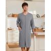 imageEkouaer Mens Robes Lightweight Zipper House Coat Short Bathrobes Soft Sleepwear with Pockets S3XLLight Grey