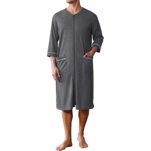 imageEkouaer Mens Robes Lightweight Zipper House Coat Short Bathrobes Soft Sleepwear with Pockets S3XLDark Grey