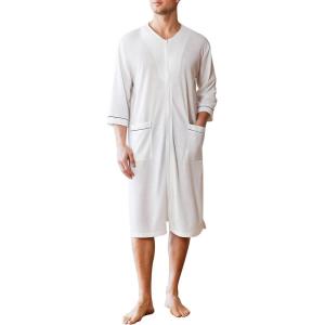 imageEkouaer Mens Robes Lightweight Zipper House Coat Short Bathrobes Soft Sleepwear with Pockets S3XLWhite