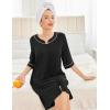 imageEkouaer Women Robes Zipper Front 34 Sleeve Housecoat Zip Up Bathrobes Lightweight Nightgown with Pockets SXXLBlack