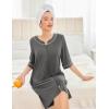 imageEkouaer Women Robes Zipper Front 34 Sleeve Housecoat Zip Up Bathrobes Lightweight Nightgown with Pockets SXXLDark Gray