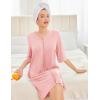 imageEkouaer Women Robes Zipper Front 34 Sleeve Housecoat Zip Up Bathrobes Lightweight Nightgown with Pockets SXXLDark Pink