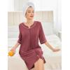 imageEkouaer Women Robes Zipper Front 34 Sleeve Housecoat Zip Up Bathrobes Lightweight Nightgown with Pockets SXXLGray Purple Red