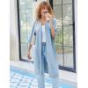 imageEkouaer Women Robes Zipper Front 34 Sleeve Housecoat Zip Up Bathrobes Lightweight Nightgown with Pockets SXXLLight Blue