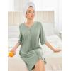 imageEkouaer Women Robes Zipper Front 34 Sleeve Housecoat Zip Up Bathrobes Lightweight Nightgown with Pockets SXXLLight Green