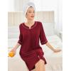 imageEkouaer Women Robes Zipper Front 34 Sleeve Housecoat Zip Up Bathrobes Lightweight Nightgown with Pockets SXXLWine Red