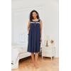 imageEkouaer Nightgowns for Women Sleeveless House Dress Soft Victorian Nightgown Button Night Dress with Pockets SXXLNavy Blue