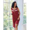 imageEkouaer Nightgowns for Women Sleeveless House Dress Soft Victorian Nightgown Button Night Dress with Pockets SXXLWine Red