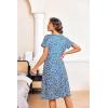imageEkouaer Nightgowns for Women with Pockets Button Front Short Sleeve House Dresses Floral Print Mumu DressBlue