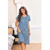 imageEkouaer Nightgowns for Women with Pockets Button Front Short Sleeve House Dresses Floral Print Mumu DressBlue