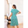 imageEkouaer Nightgowns for Women with Pockets Button Front Short Sleeve House Dresses Floral Print Mumu DressGreen
