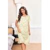imageEkouaer Nightgowns for Women with Pockets Button Front Short Sleeve House Dresses Floral Print Mumu DressGreen Leaf