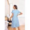 imageEkouaer Nightgowns for Women with Pockets Button Front Short Sleeve House Dresses Floral Print Mumu DressLight Blue