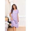 imageEkouaer Nightgowns for Women with Pockets Button Front Short Sleeve House Dresses Floral Print Mumu DressPurple