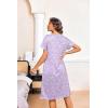 imageEkouaer Nightgowns for Women with Pockets Button Front Short Sleeve House Dresses Floral Print Mumu DressPurple