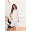 imageEkouaer Nightgowns for Women with Pockets Button Front Short Sleeve House Dresses Floral Print Mumu DressPurple Flower
