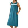 imageEkouaer Nightgowns for Women Sleeveless House Dress Soft Victorian Nightgown Button Night Dress with Pockets SXXLBlue Green